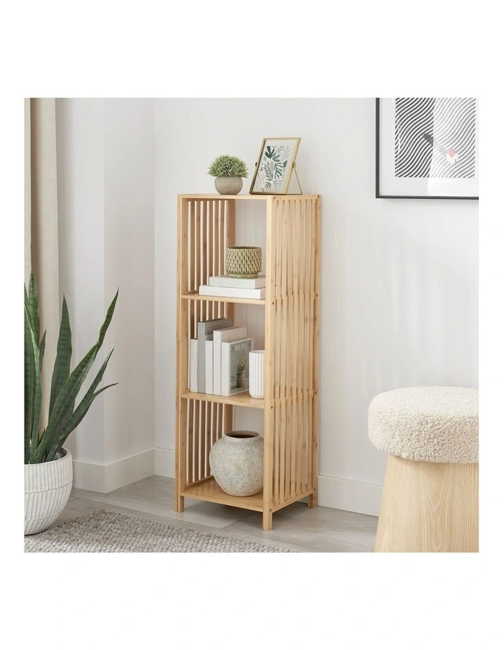 Nicolette Open Shelf Bookshelf Display Unit 3 Tier Bamboo image 3