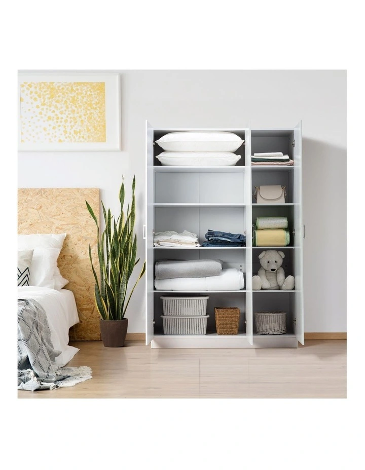 Ivy Pantry Cupboard Storage Cabinet 3 Door 5 Tier Shelf Multipurpose White image 4