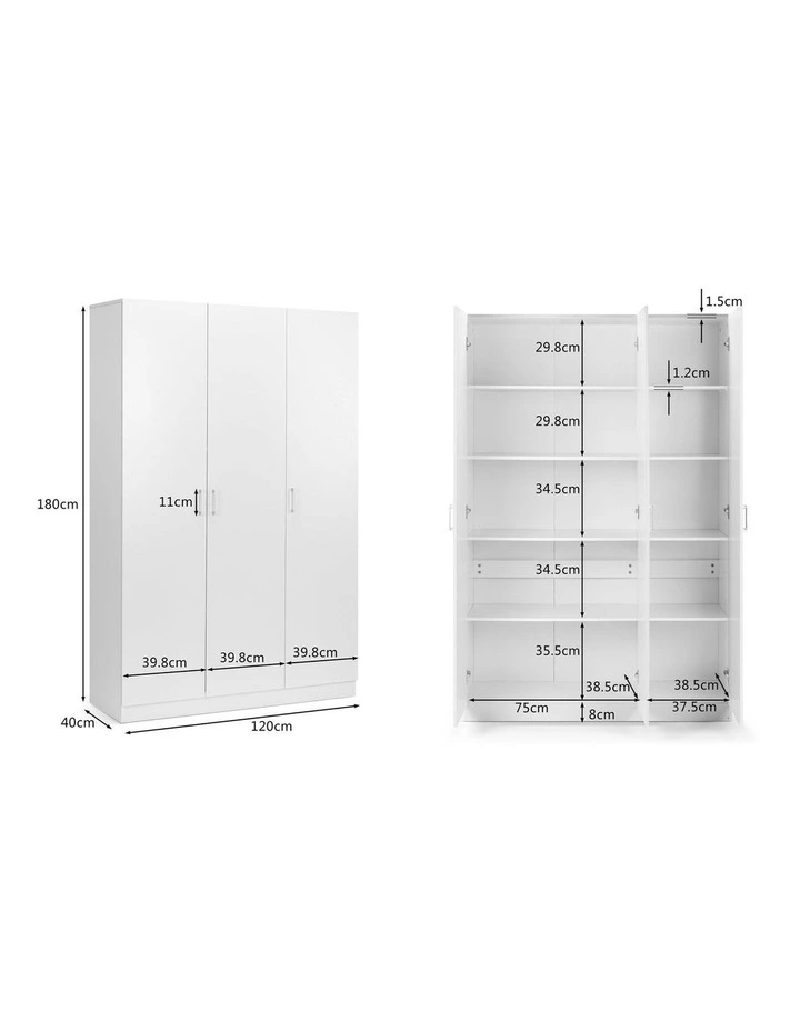 Ivy Pantry Cupboard Storage Cabinet 3 Door 5 Tier Shelf Multipurpose White image 7
