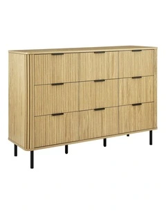 Kayla Chest Dresser Tallboy 9 Drawers Oak