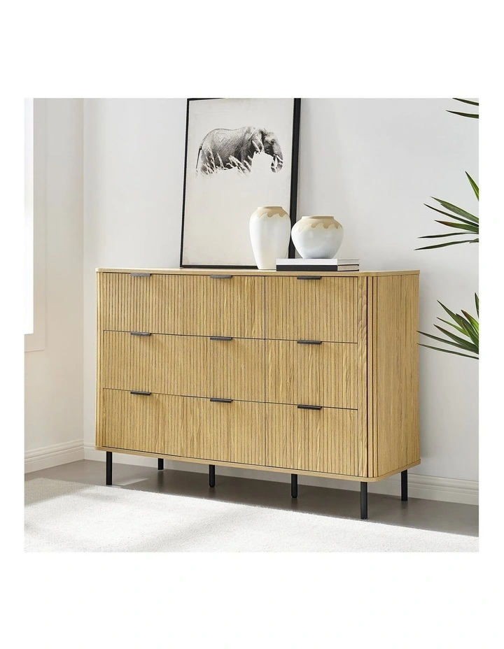 Kayla Chest Dresser Tallboy 9 Drawers Oak image 3