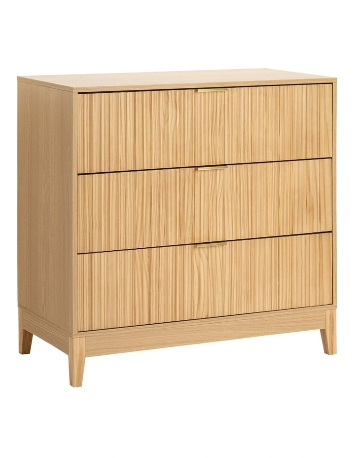 Adoria Chest 3 Drawer Storage Lowboy Dresser Oak image 1
