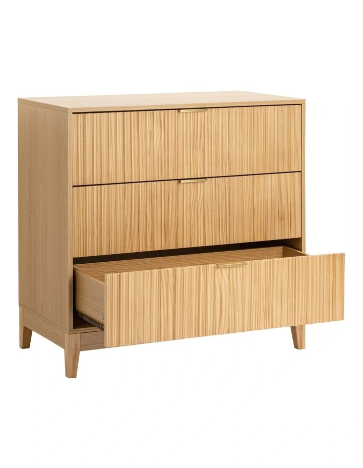 Adoria Chest 3 Drawer Storage Lowboy Dresser Oak image 4