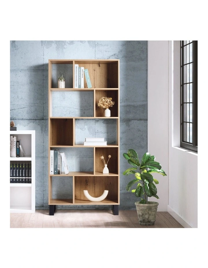 Caleb Bookshelf Display Cabinet 5 Tier Industrial Bookcase Storage Display Shelf and Black image 3