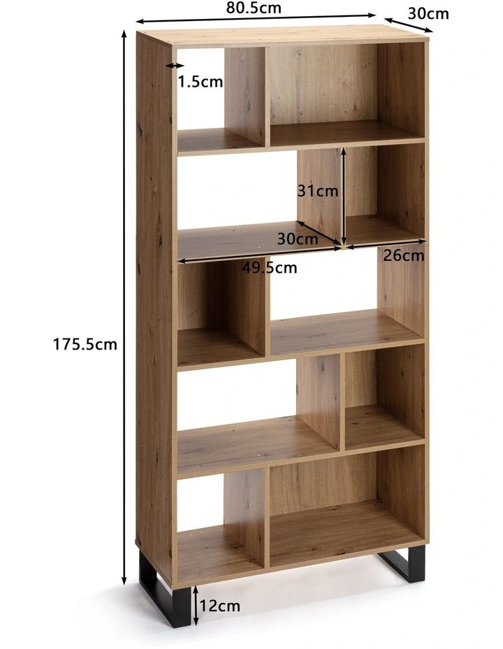 Caleb Bookshelf Display Cabinet 5 Tier Industrial Bookcase Storage Display Shelf and Black image 7