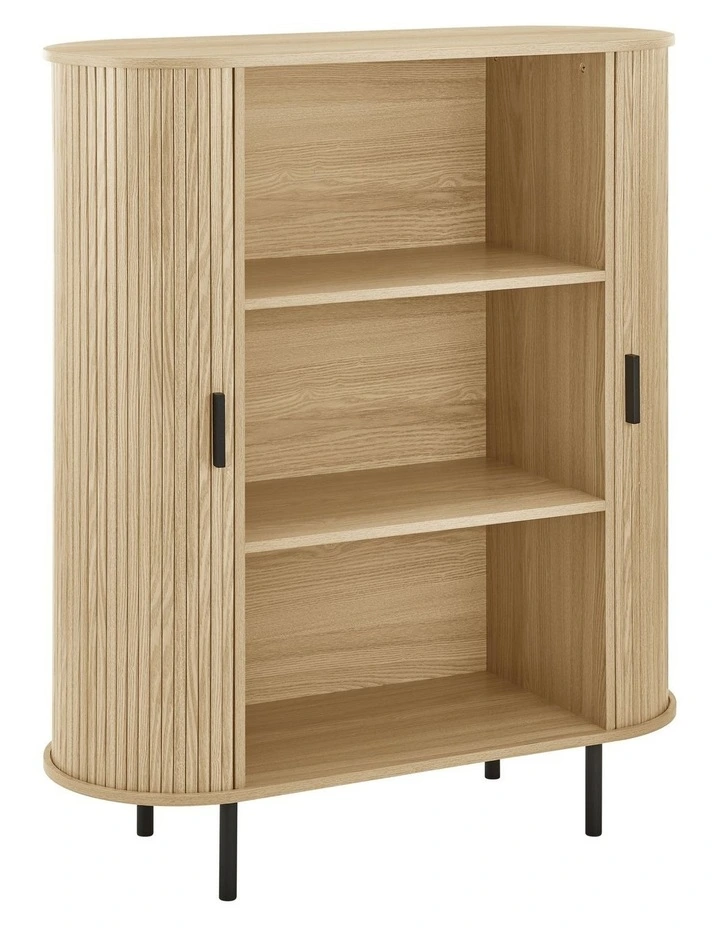 Kayla Cabinet Cupboard Storage 2 Doors 3 Levels Oak image 1