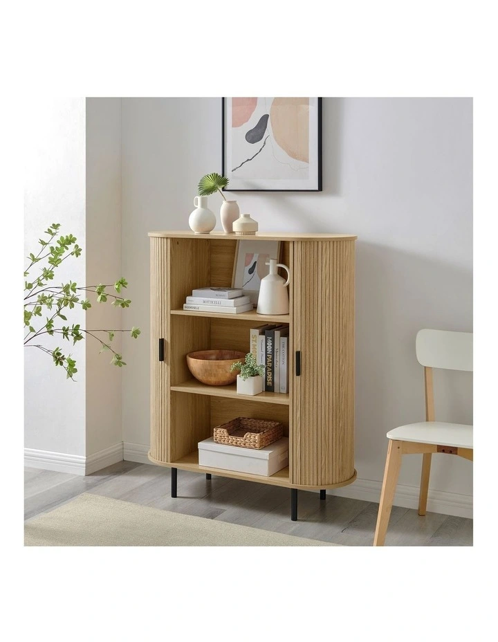 Kayla Cabinet Cupboard Storage 2 Doors 3 Levels Oak image 3