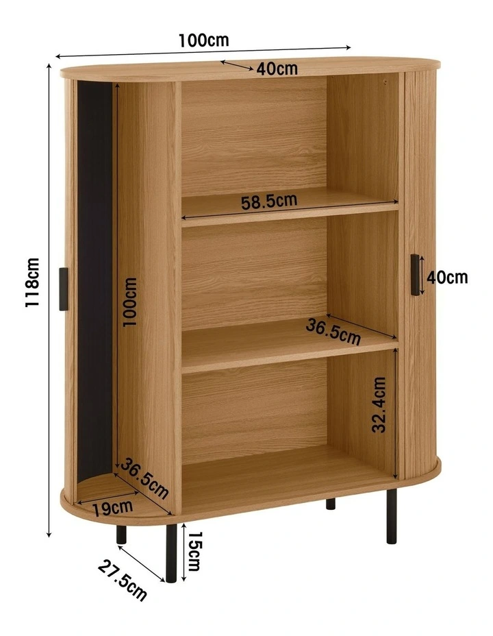 Kayla Cabinet Cupboard Storage 2 Doors 3 Levels Oak image 7
