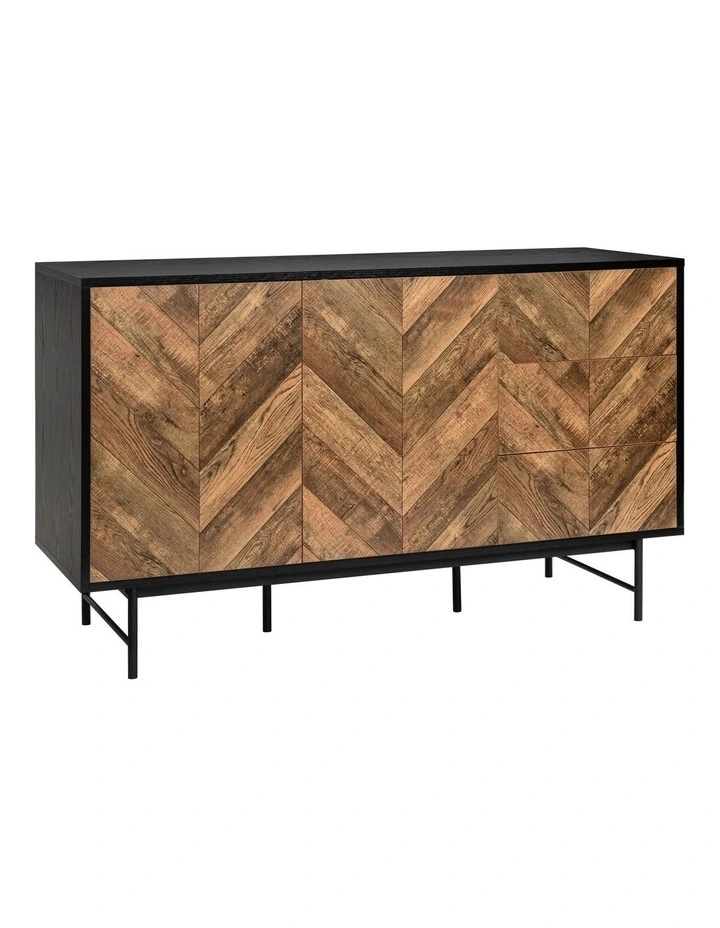Verona Buffet Credenza Sideboard Cabinet 2 Doors 3 Drawers Black image 1