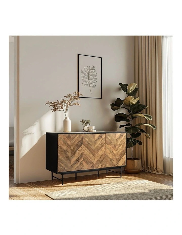 Verona Buffet Credenza Sideboard Cabinet 2 Doors 3 Drawers Black image 3
