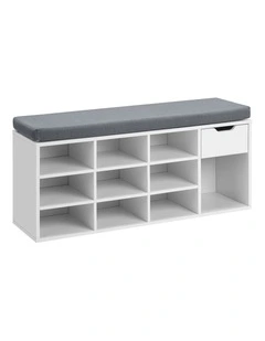 Colton Shoe Cabinet Seat Bench 1 Drawer White