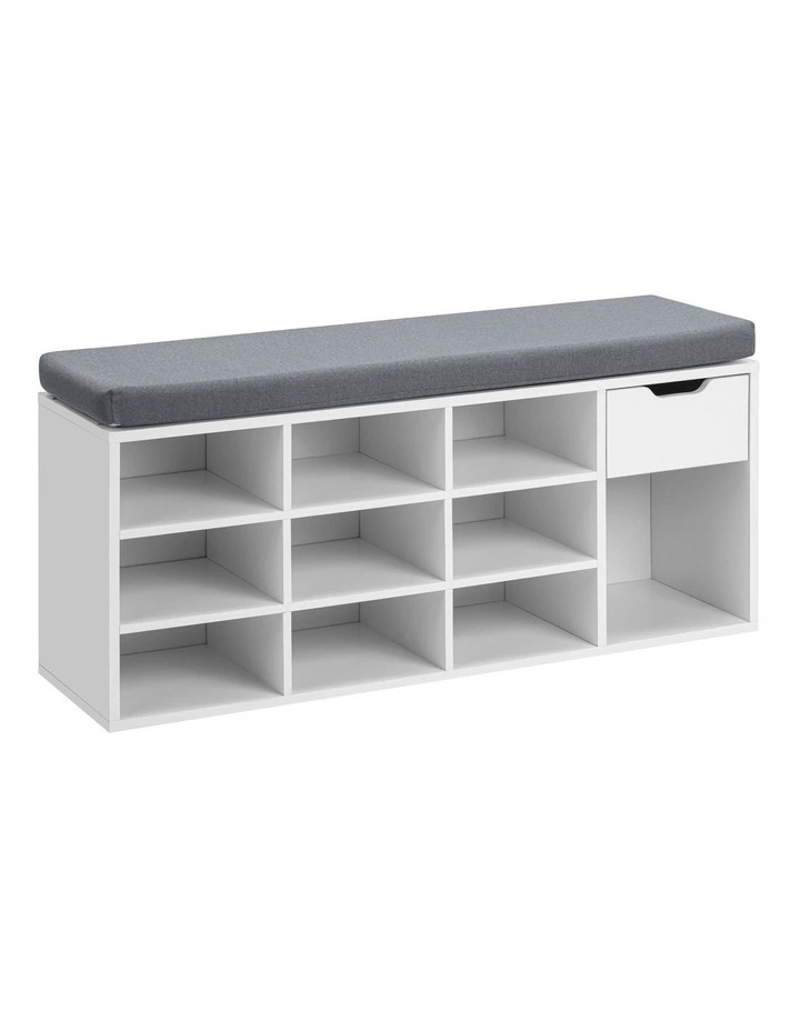 Colton Shoe Cabinet Seat Bench 1 Drawer White image 1