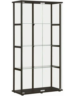 East Glass Display 4 Tier Cabinet Trophy Display Storage Shelf 2 Door Black