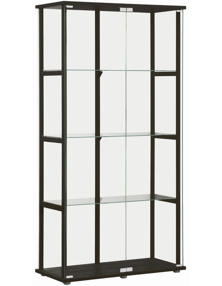East Glass Display 4 Tier Cabinet Trophy Display Storage Shelf 2 Door Black image 1