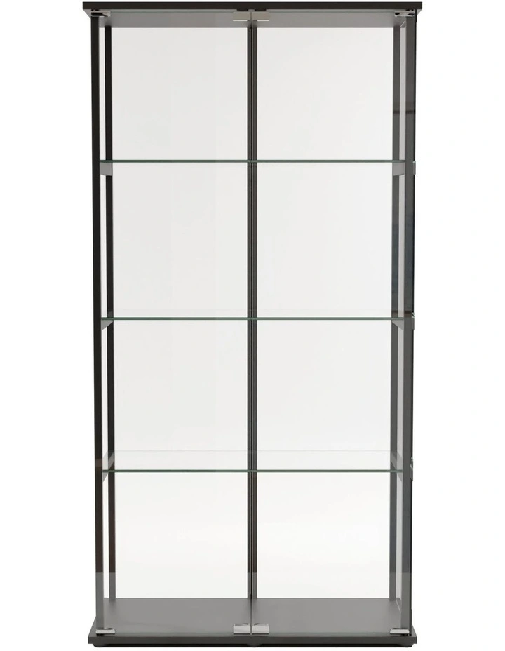 East Glass Display 4 Tier Cabinet Trophy Display Storage Shelf 2 Door Black image 4