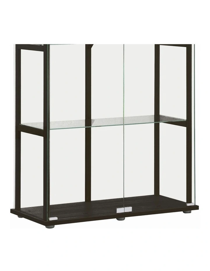 East Glass Display 4 Tier Cabinet Trophy Display Storage Shelf 2 Door Black image 6