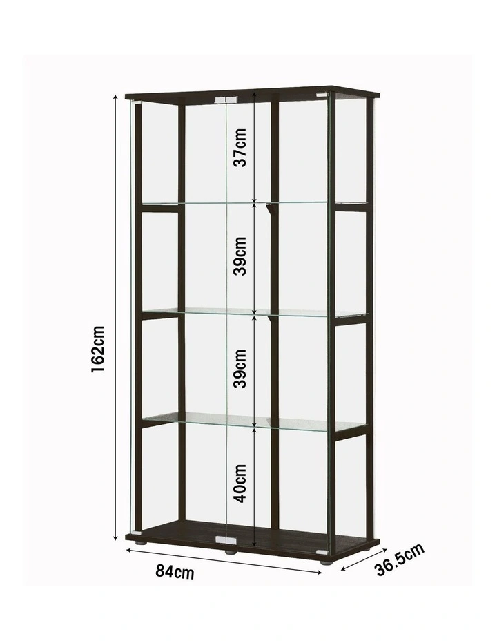 East Glass Display 4 Tier Cabinet Trophy Display Storage Shelf 2 Door Black image 7