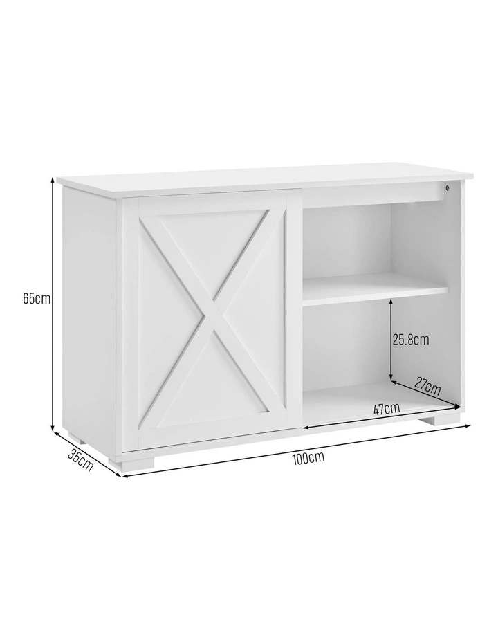 Melina Sideboard Cabinet 2 Sliding Doors White image 7