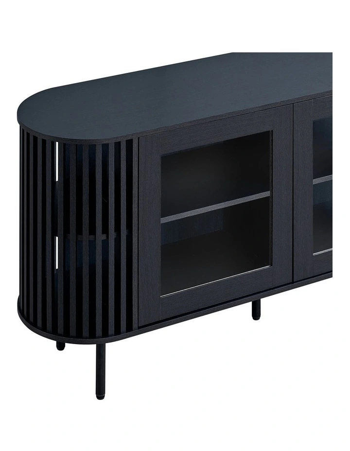 Lenora Buffet Unit Sideboard Credenza Cabinet 148cm 2 Doors Slat Black image 6