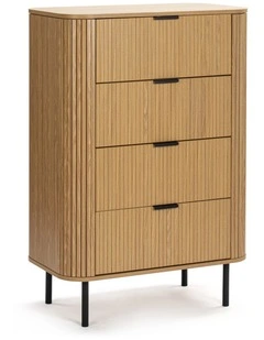 Kayla Tallboy Dresser Chest 4 Drawers Oak