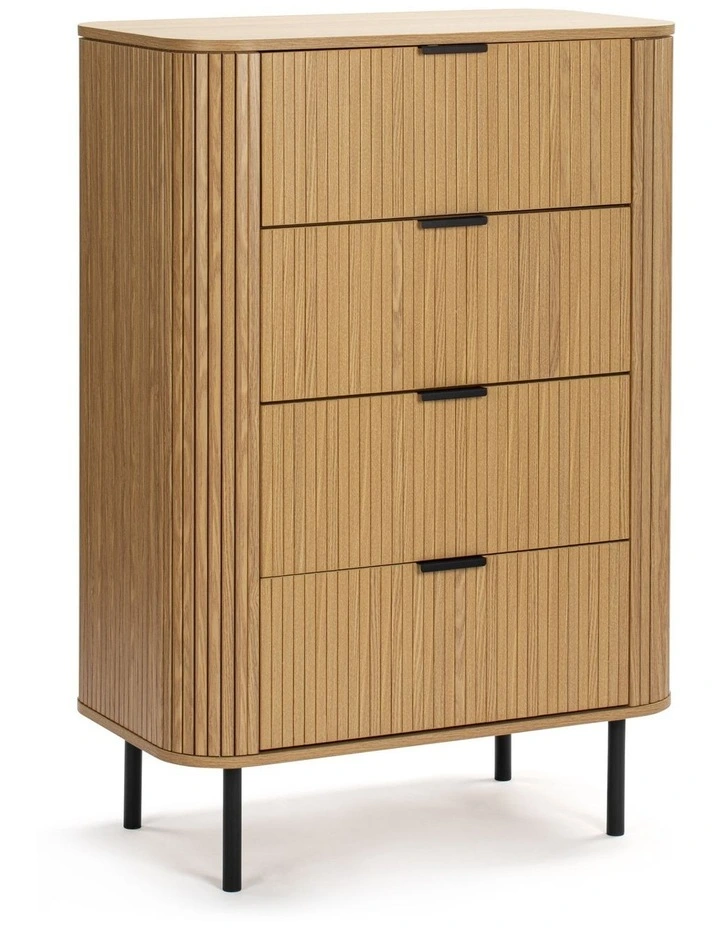Kayla Tallboy Dresser Chest 4 Drawers Oak image 1
