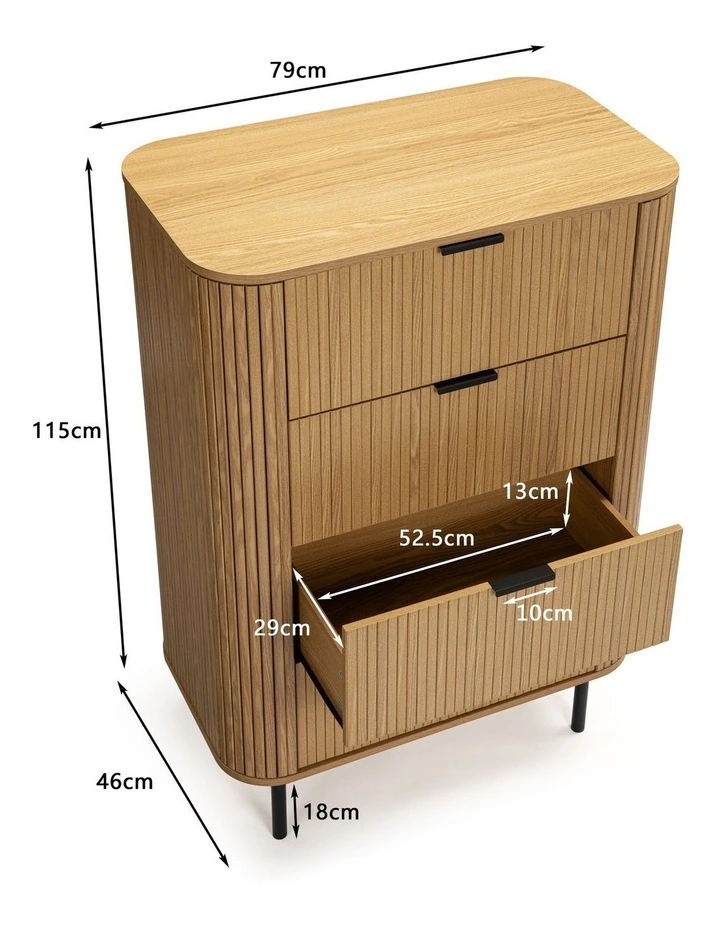 Kayla Tallboy Dresser Chest 4 Drawers Oak image 7