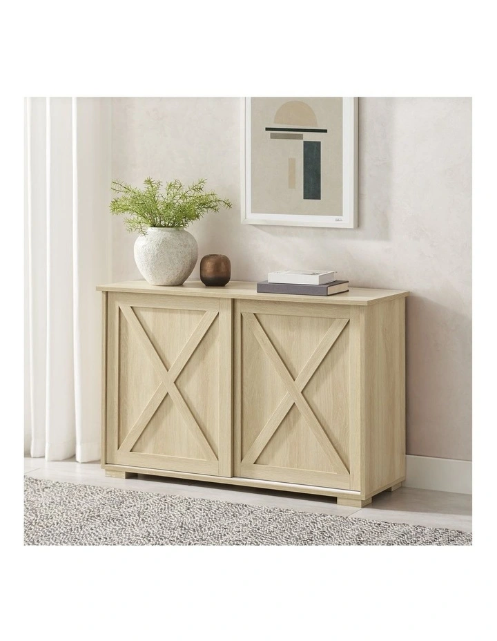 Melina Sideboard Cabinet 2 Sliding Doors Oak image 3