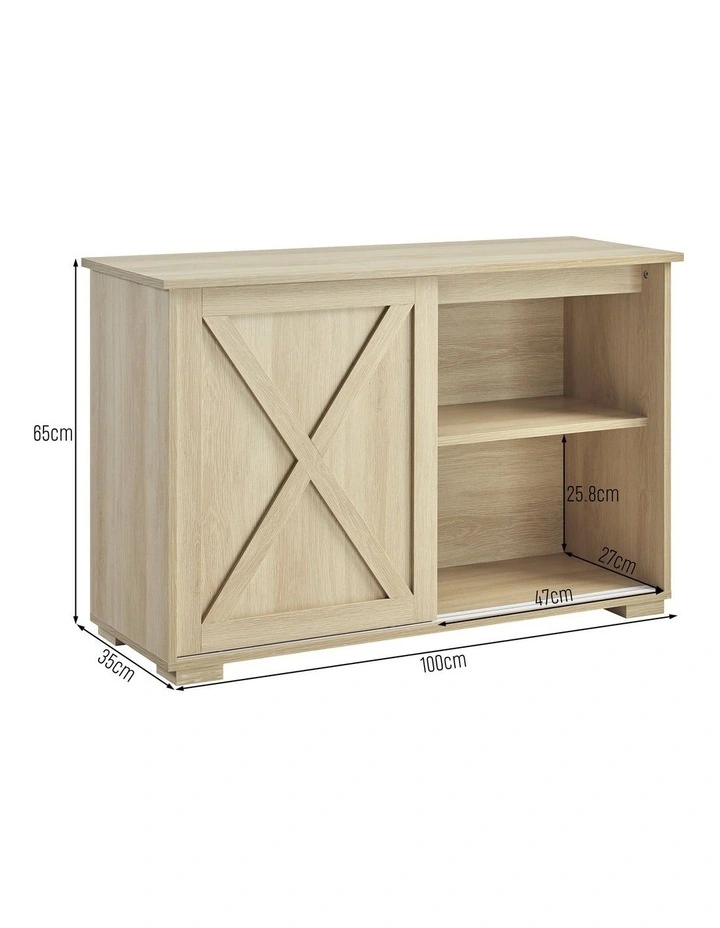 Melina Sideboard Cabinet 2 Sliding Doors Oak image 7
