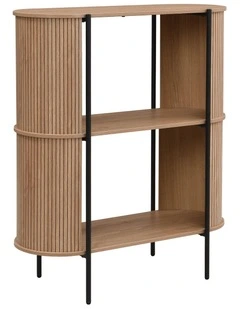 Mia Bookcase Open Shelving 2 Tier Oak and Black