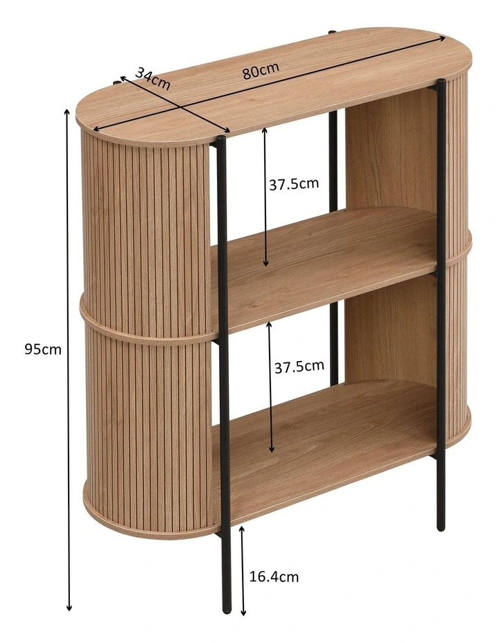 Mia Bookcase Open Shelving 2 Tier Oak and Black image 7