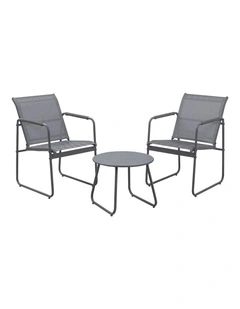 Delilah Outdoor Patio Set Balcony Garden 3 Piece Charcoal