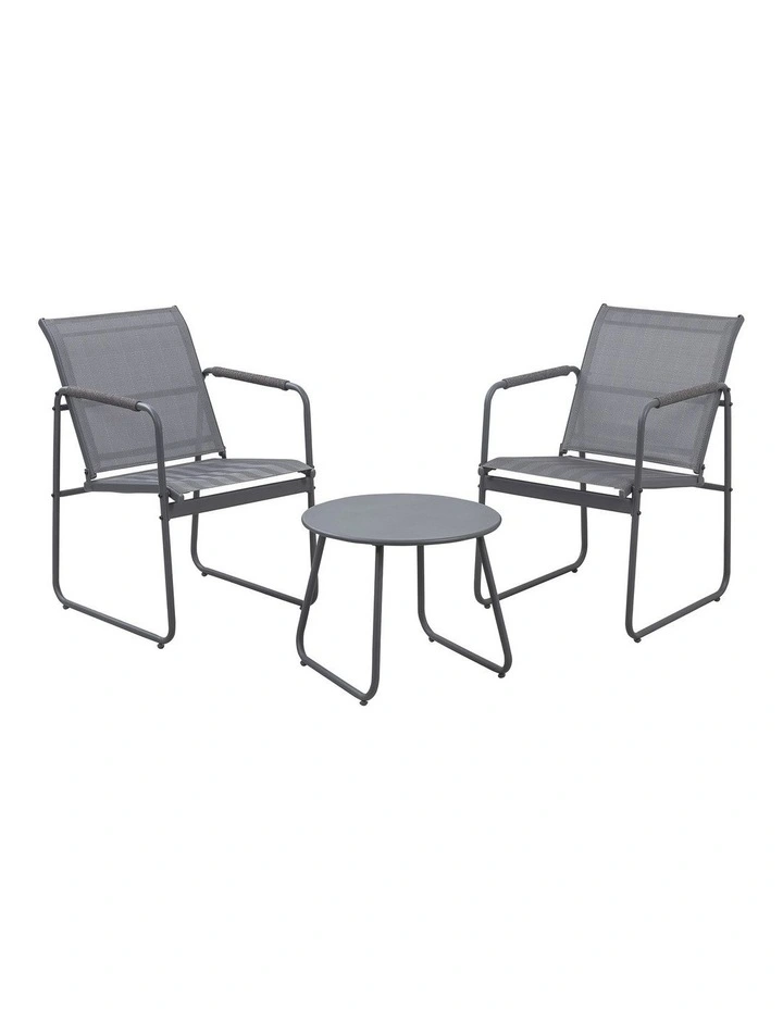Delilah Outdoor Patio Set Balcony Garden 3 Piece Charcoal image 1