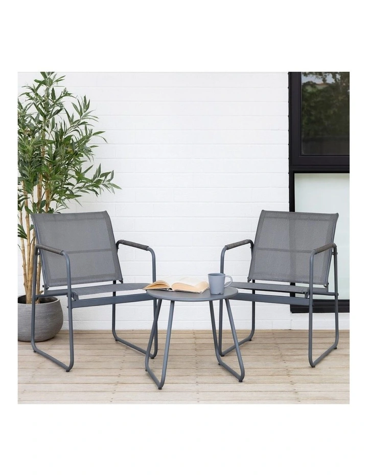 Delilah Outdoor Patio Set Balcony Garden 3 Piece Charcoal image 2