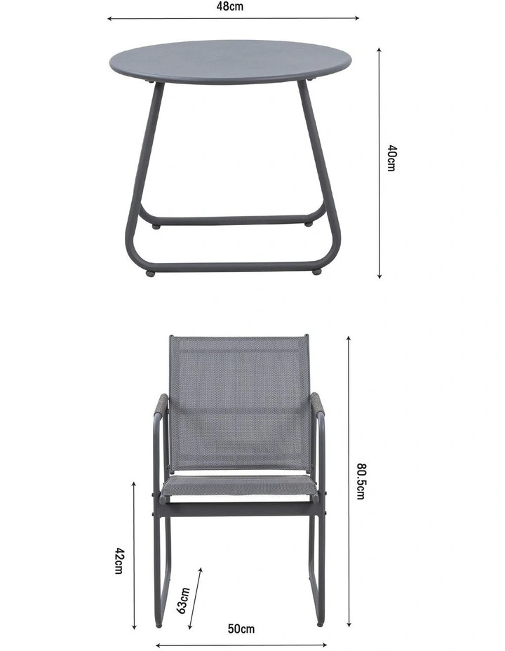 Delilah Outdoor Patio Set Balcony Garden 3 Piece Charcoal image 7