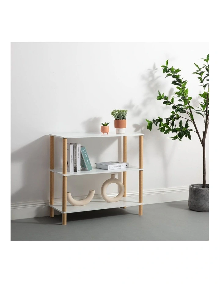 Seth Open Shelf Unit Shelving Display Rectangular 3 Levels White and Oak image 3