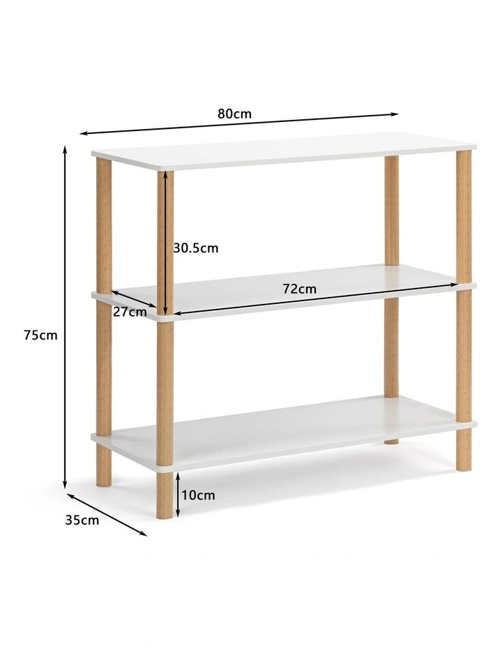Seth Open Shelf Unit Shelving Display Rectangular 3 Levels White and Oak image 7