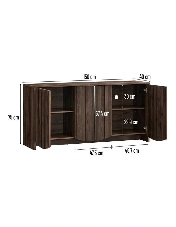 Eden Buffet Sideboard Cabinet 150W 3 Doors Walnut image 7