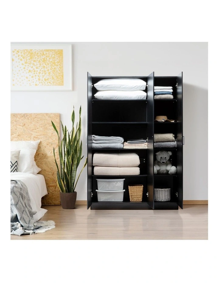 Ivy Pantry Cupboard Storage Cabinet 3 Door 5 Tier Shelf Multipurpose Black image 3