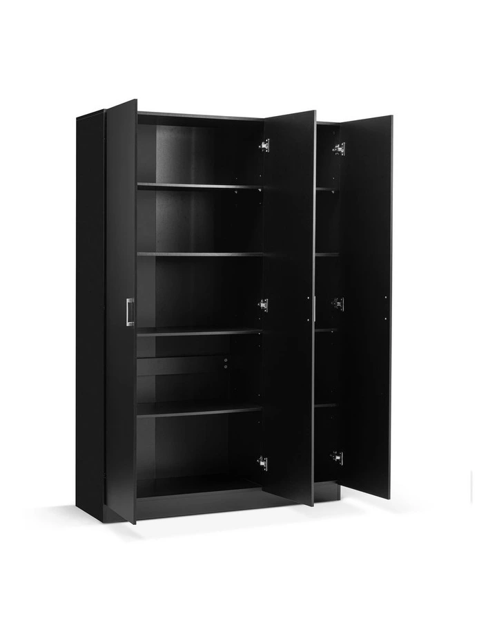 Ivy Pantry Cupboard Storage Cabinet 3 Door 5 Tier Shelf Multipurpose Black image 4