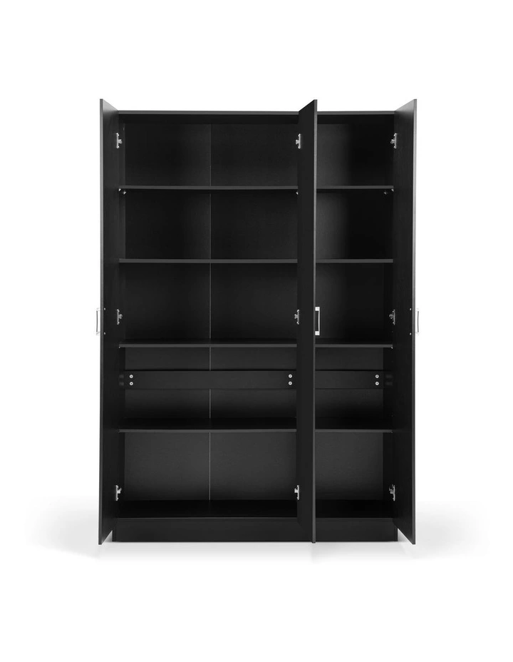 Ivy Pantry Cupboard Storage Cabinet 3 Door 5 Tier Shelf Multipurpose Black image 5