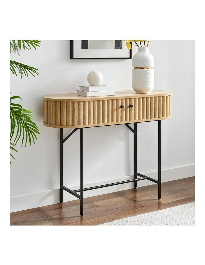 Mariella Console Table Hallway Unit 2 Doors Oak image 3