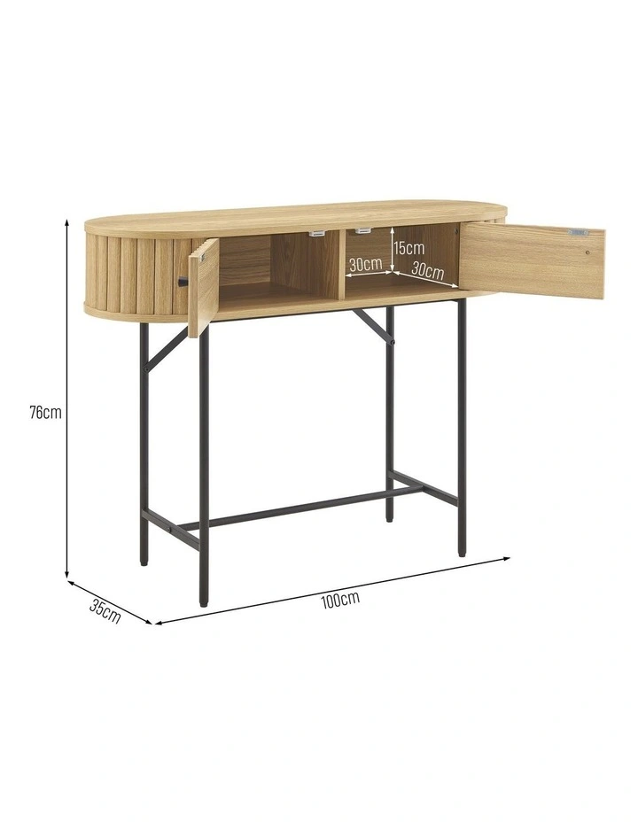 Mariella Console Table Hallway Unit 2 Doors Oak image 7