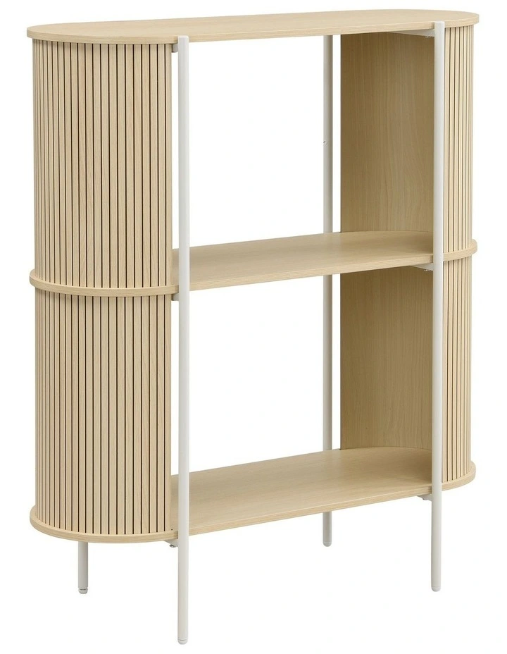Mia Bookcase Open Shelving 2 Tier Light Oak and White image 1