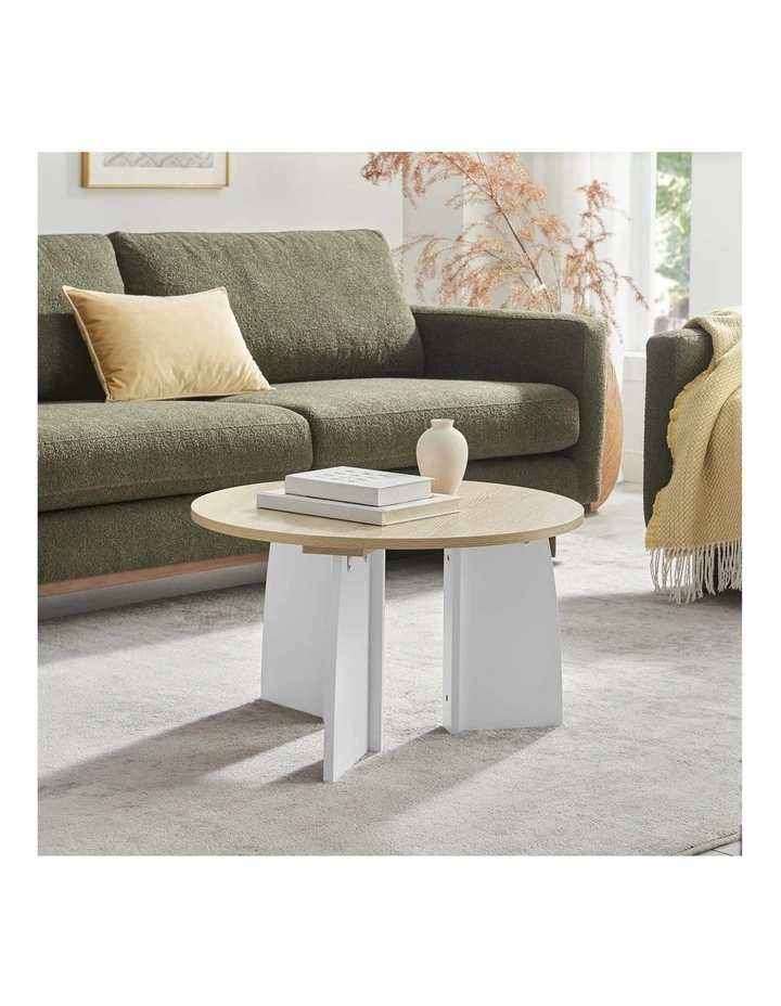 Terra Coffee Table Round Oak and White image 2