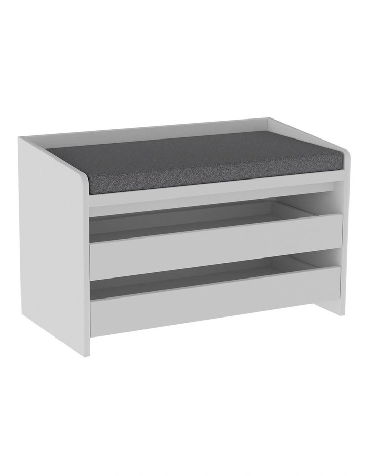 Kofi Shoe Cabinet Seat Bench 2 Drawers White image 1
