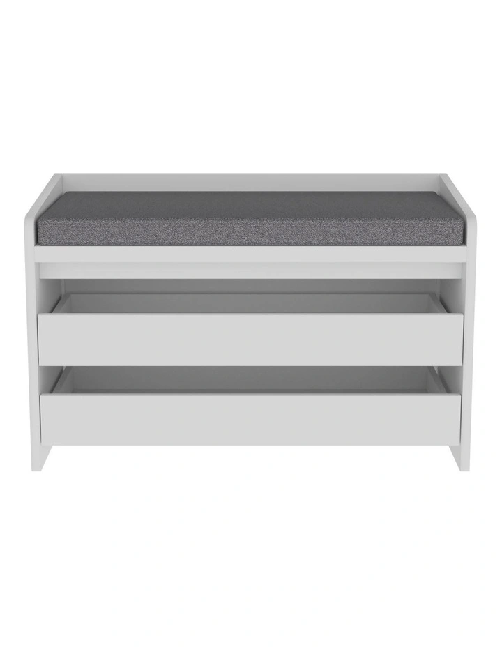 Kofi Shoe Cabinet Seat Bench 2 Drawers White image 3