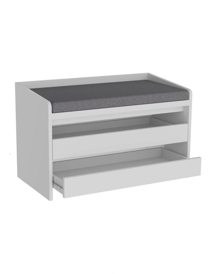 Kofi Shoe Cabinet Seat Bench 2 Drawers White image 4
