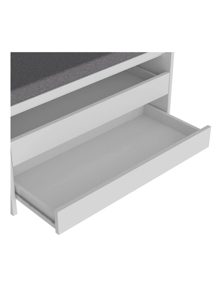 Kofi Shoe Cabinet Seat Bench 2 Drawers White image 5