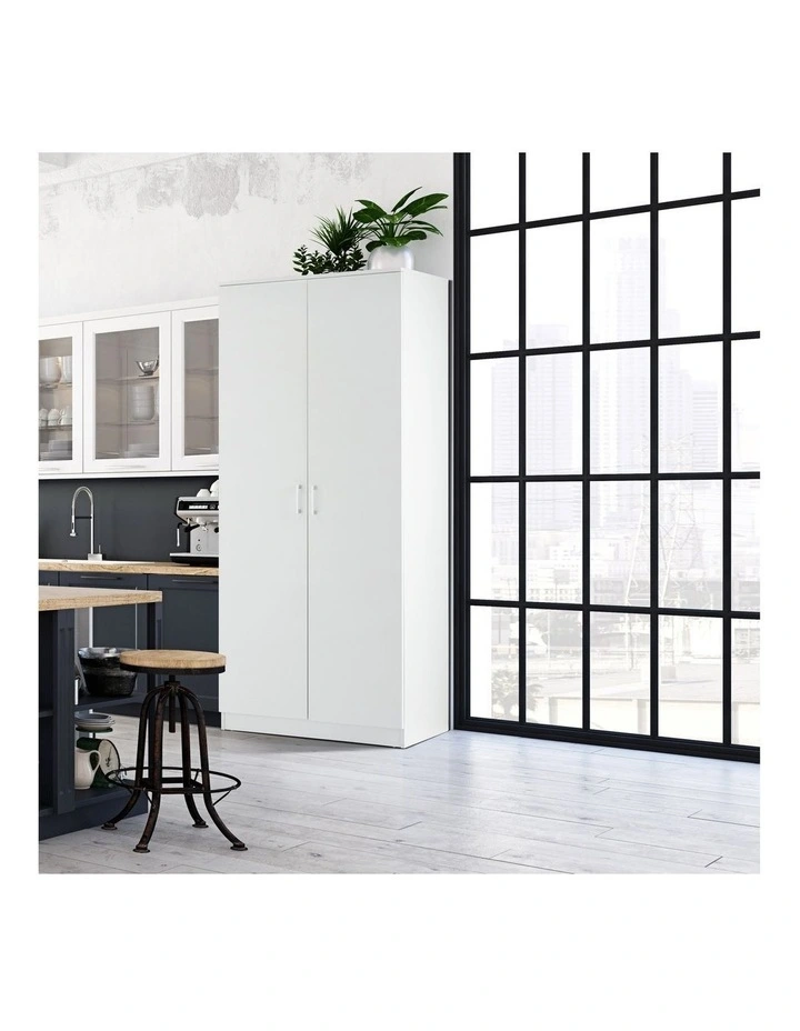 Ivy Pantry Cupboard Storage Cabinet 2 Door 5 Tier Shelf White image 3