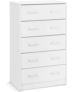 Griffin Chest 5 Drawers Tallboy Storage Dresser Storage Cabinet White